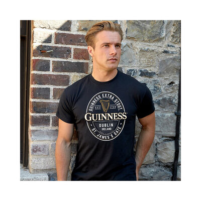 Guinness T-Shirt With Brewed In Dublin Bottle Label  Black Colour